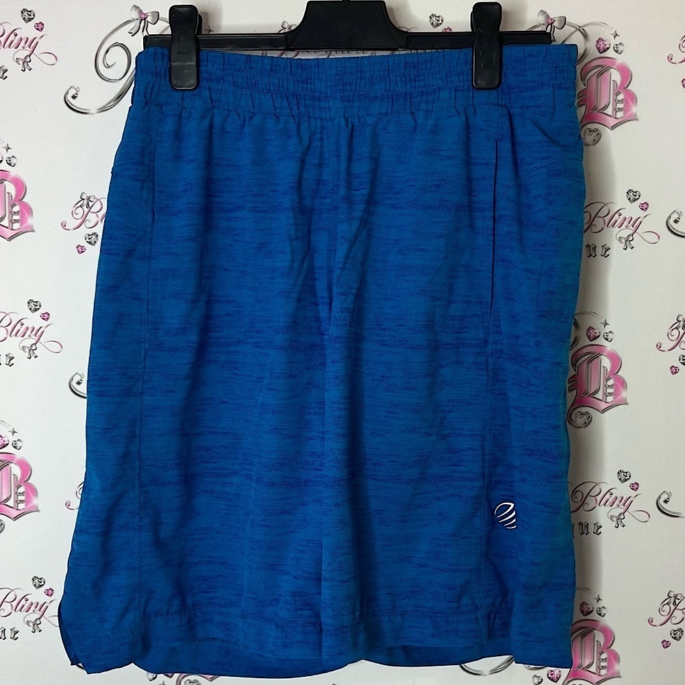 MPG shorts long sport shorts gym workout Black and Blue Athletic Shorts logo